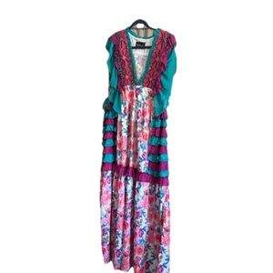 Dominga Oaxaca Floral Multicolor Maxi Dress with ruffles
